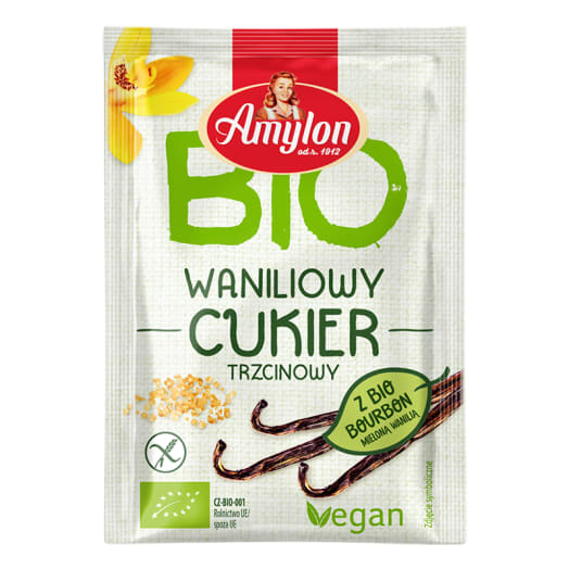 AMYLON Cukier trzcinowy z mieloną wanilią Bourbon BIO (bezglutenowy)