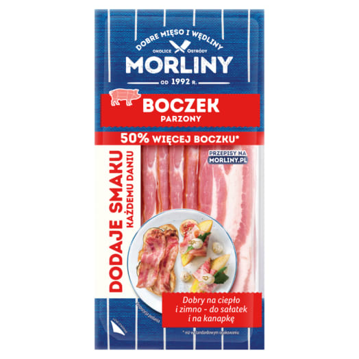 MORLINY Boczek wędzony parzony - plastry