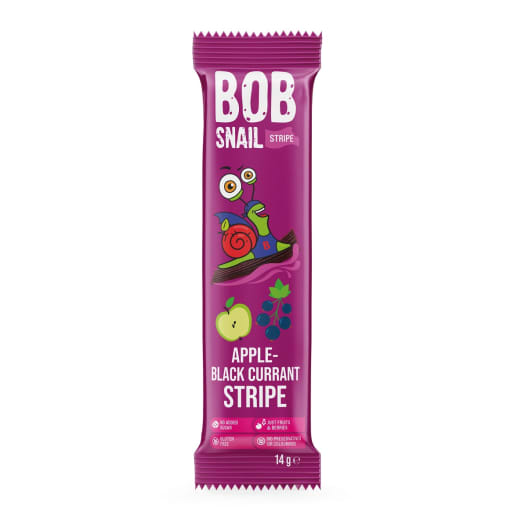 BOBSNAIL Przekąska jabłkowo-czarna porzeczka Stripe (bezglutenowe)